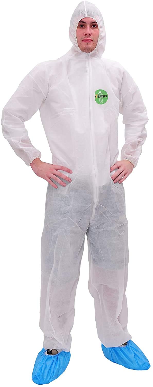 Disposable Coverall - Lightweight Hazmat Suits Workwear with Elastic Wrists and Ankles for Spray Painting Industrial