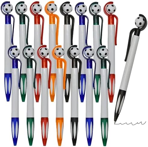 Maydahui 35PCS Soccer Shape BallPoint Pen Fun Football Pens Soccer Party Favor Pen Retractable Manual Sport Pen Black Ink for Boy Student School