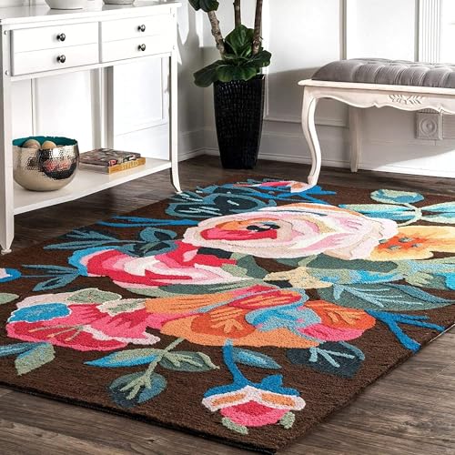 Image of Carpet Mahal Export Quality Handmade Tuffted Pure Woollen Carpet for Living Room Bedroom Size 6 x 6 feet Square (180X180 Cm) Color-Multi