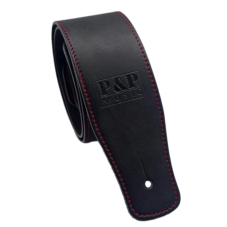 Correa de guitarra de cuero genuino negro de 60 mm de ancho Correa de hombro acústica y extremos de cuero para guitarras eléctricas Longitud de guitarra baja ajustable 90-150 cm