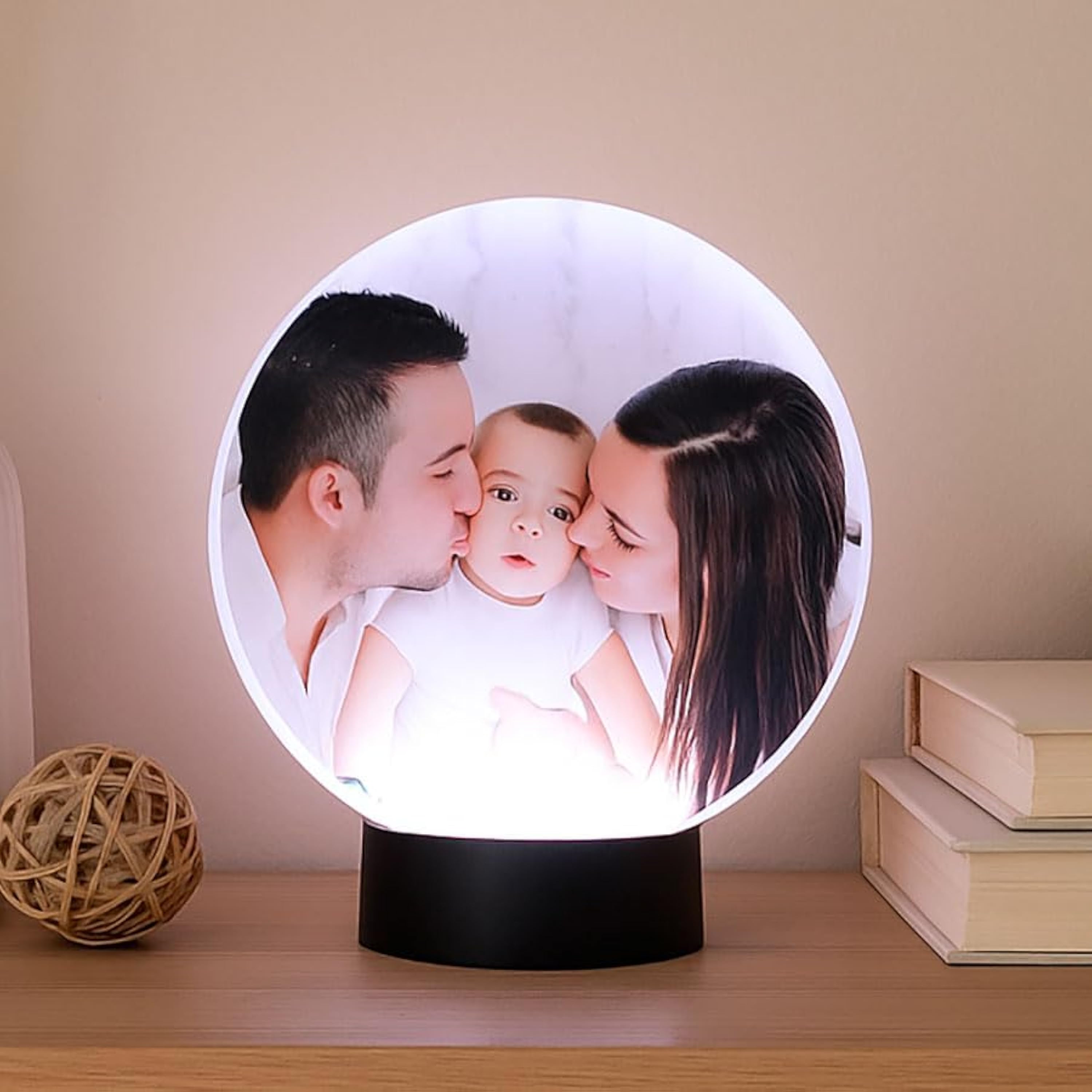 Genérico Lámpara Personalizada con Foto Base Led Decoración Mando a Distancia