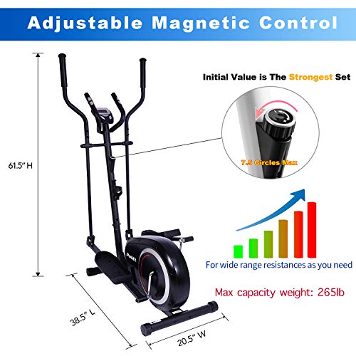 Elliptical Training Machine with LCD Monitor Full-Body Workout Magnetic Resistance Flywheel Indoor Fitness Exercise Machine Smooth Quiet Trainer for Home Use Cardio Elliptical Machine, E420 (black)
