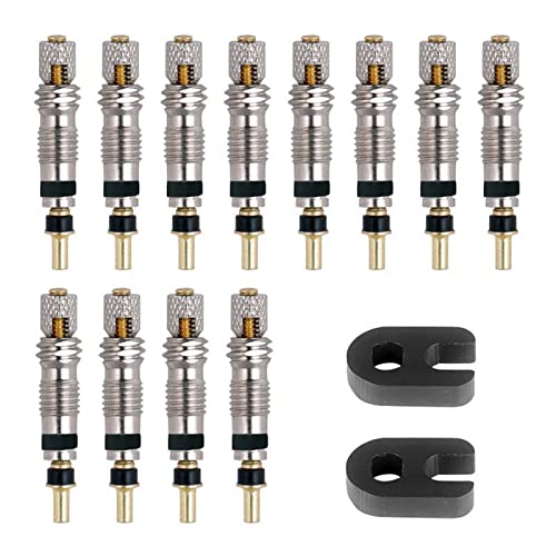12 Pieces Presta Valve Core with Valve Core Remover Tool, Bike Replacement Brass Tubeless Core for Tubeless Road MTB Bike,Vittoria,w/Stan's, Continental, Kenda and More