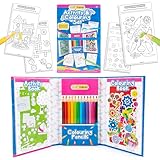abeec Travel Activity & Colouring Set for Kids | A5 Holiday Entertainment Kit with 12 Colour Pencils | 60 Pages of Fun Puzzles, Games & Colouring | Travel Essentials