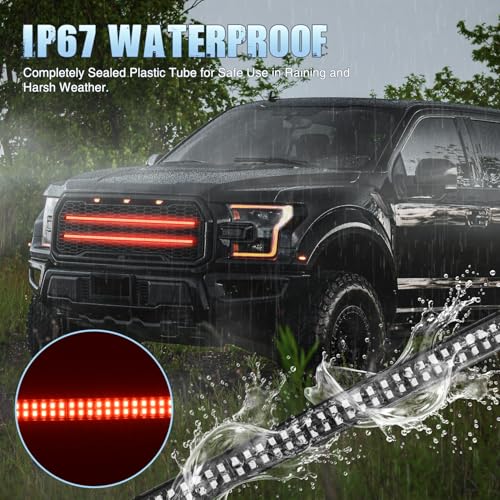 Image of Nilight 2PCS 24 inch Truck Grille Strobe Lights Strip 384 LED Emergency Light Red Flexible Side Flashing Warning Caution Safety Waterproof Lighting Kit for Trucks Tow Plow Construction Vehicles