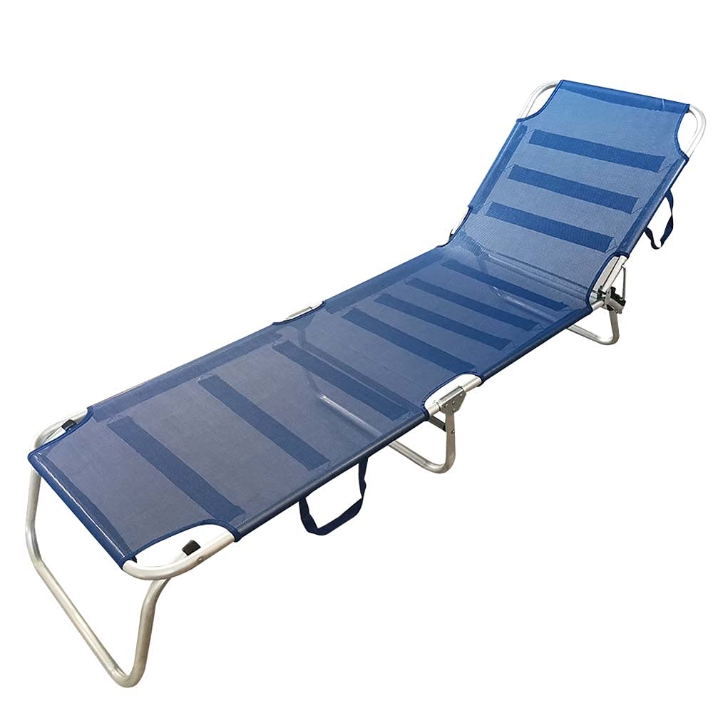 BAKAJI Lettino Prendisole Sdraio Pieghevole Salvaspazio Schienale Reclinabile Struttura in Alluminio e Tessuto Textilene Traspirante per Mare Spiaggia Piscina Relax 190 x 58 x 27 cm Blu Scuro
