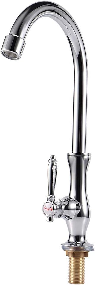 Kitchen Sink Faucets, G1/2in Male Thread Silver Zinc Alloy Kitchen Faucet Basin Sink Water Tap for Home Use