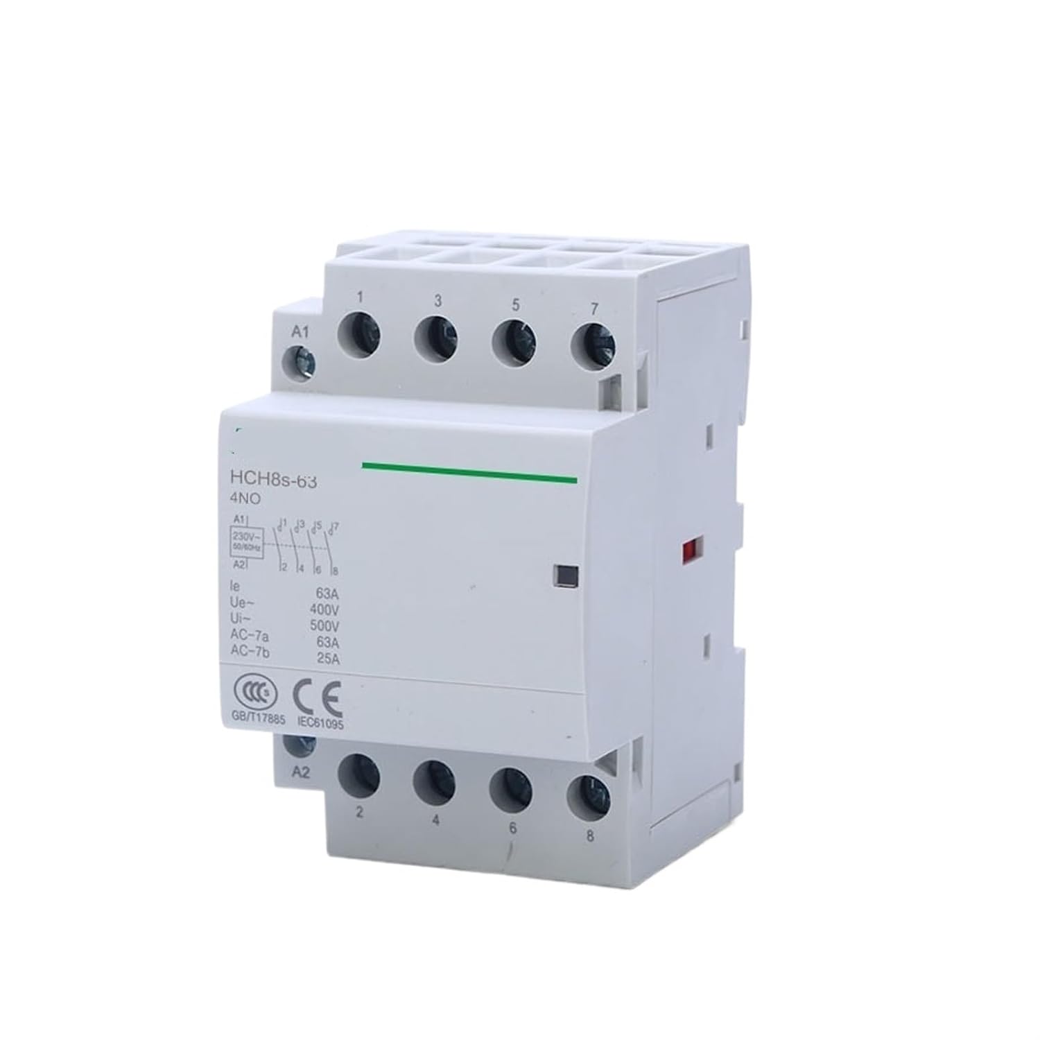 HCH8s-63 40A 100A Modular Contactor 4P 63A 4NO 4NC 2NO2NC 220V 110V 24V Automatic Household Contactor ICT 50/60Hz 1Pcs(4P 63A 2NO2NC DC24V)