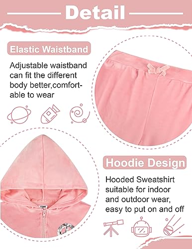 V.&Grin Girls Tracksuit 2 Piece Outfit Velour Zip Up Hooded Sweatshirt And Athletic Sweatpants Clothes Kids Jogger Set #TOP2