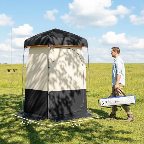Ducha portátil para camping Outsunny con tienda de privacidad y bolsa de ducha solar negra miniatura 7