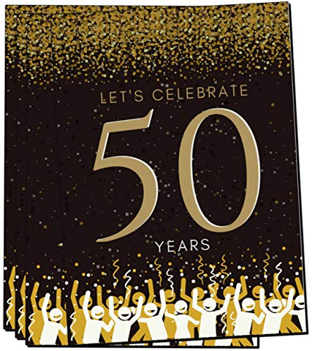 Elcer 50Th Birthday Party Invitations| 50 Years | Happy 50 Anniversary | Black And Gold | Confetti Streamers Party Invitations | Fill In Style | 20 Count With Envelopes | Surprise Party (Black) #TOP5
