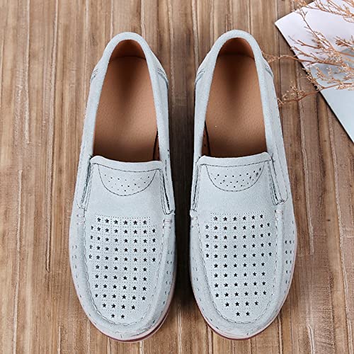 Image of YING LAN Women Slip On Loafers Comfort Suede Moccasins Wide Low Top Shoes