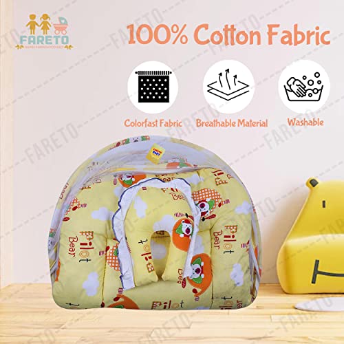 Fareto-Baby-Mattress-with-Mosquito-Net0-6-Months-Yellow