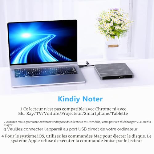 QDSYLQ Lecteur CD DVD Externe, Graveur CD Externe avec USB3.0 Type-c, Ultra-Mince CD/VCD /-RW/ROM Portable External Drives pour Laptop, Desktops, PC, iMac, Macbook, Windows11/10/8/7/XP/Vista/MacOS – vue 7