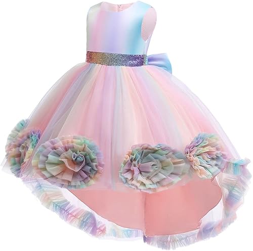 Miniatura 3 de HIHCBF Disfraz de unicornio para niñas, Halloween, Navidad, lentejuelas, princesa, vestido de tul alto, vestido de fiesta de cumpleaños con diadema