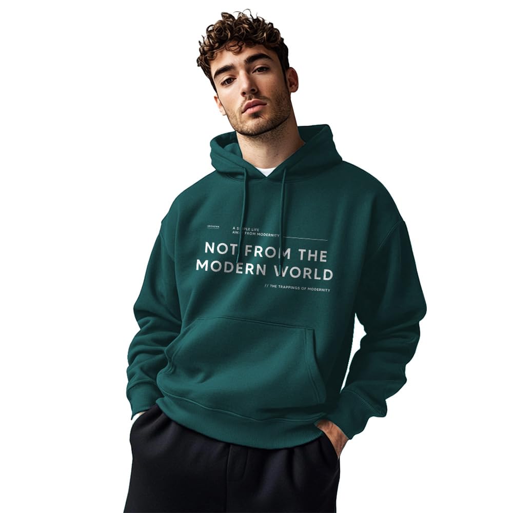 nobero Printed Hoodies for Man | 280 GSM Rich Cotton Fleece Hooded Full Sleeve Sweatshirt for Man | Stylish Casual Wear Winter Hoodies for Men-picture-23