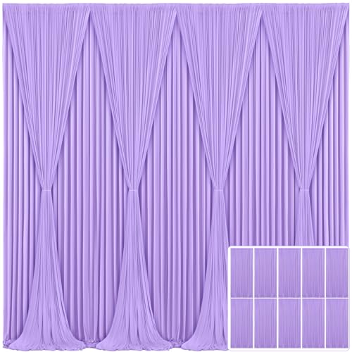 10 Panels Lavender Backdrop Curtain for Parties Wedding Wrinkle Free Light Purple Photo Curtains Backdrop Drapes Fabric Decoration for Baby Shower Photoshoot 50ft(W) x 10ft(H)