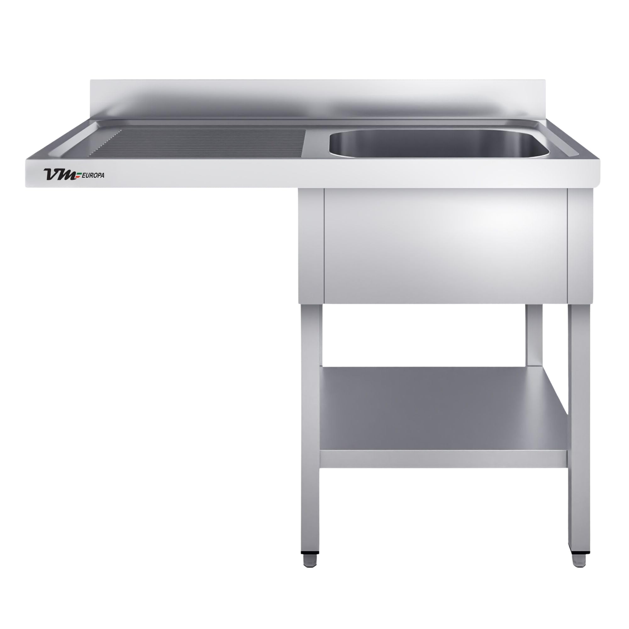 Spülzentrum mit 1 Becken rechts - 140 x 60 cm - freistehend - AISI 430 Edelstahl Legierung - Gastro Spüle Spülbecken Gastronomie Spüle Spülschrank Küchenmöbel Waschtisch