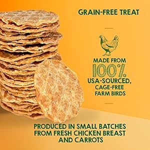 Rileys waffles hen chips for canine w carrots  usa sourced hen canine treats restricted ingredient canine treats dehydrated jerky treats made in usa   cucciolini doodles