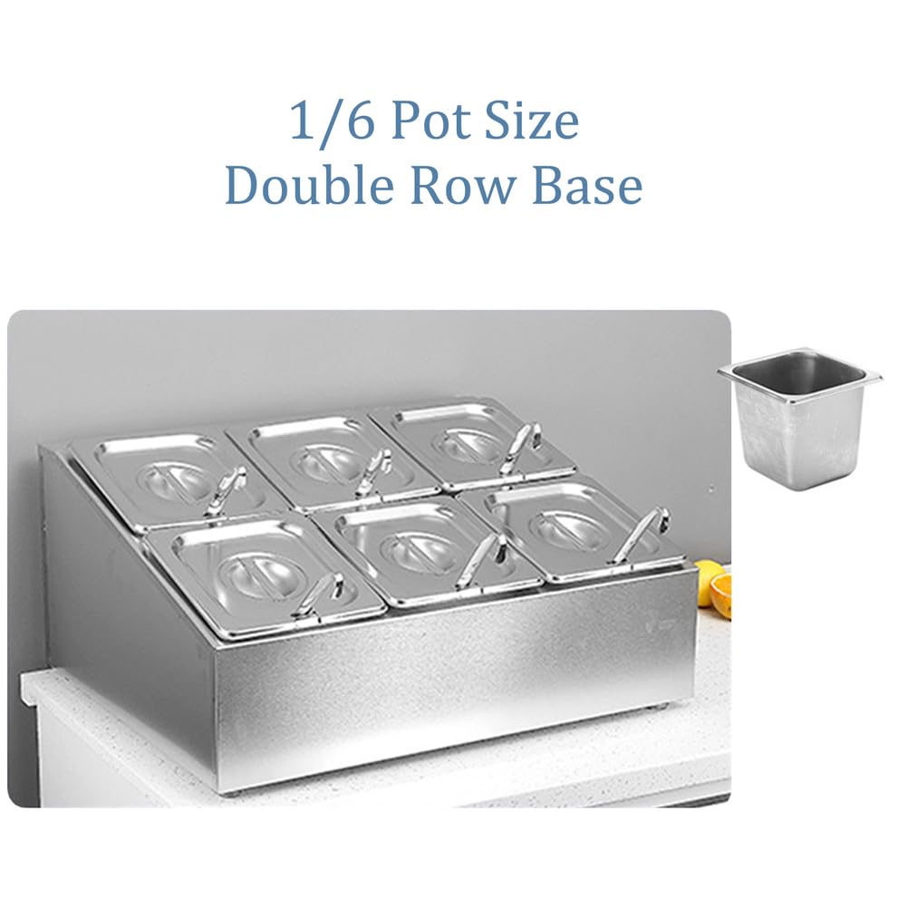 Juego de especias de acero inoxidable con estante organizador inclinado, incluye 6 sartenes y 6 cucharones para salsas, ingredientes, frutas y aderezos
