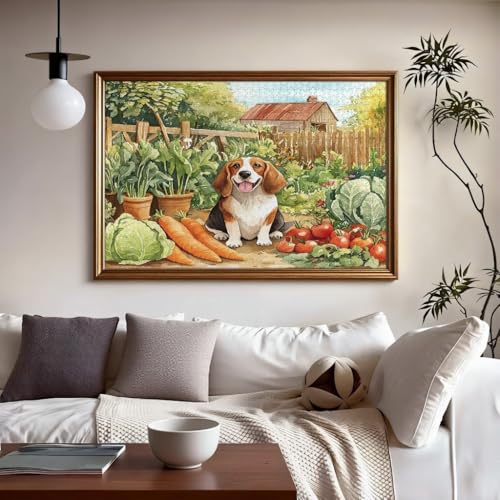 Rompecabezas de 1000 piezas de madera para adultos: Perro Basset Hound 5