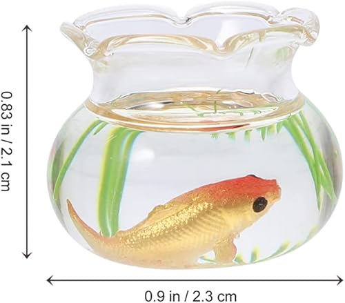 Miniatura 6 de jojofuny 4 peceras en miniatura pecera de casa de muñecas pequeño cuenco de cristal para peces cuenco de cristal en miniatura accesorios de resina