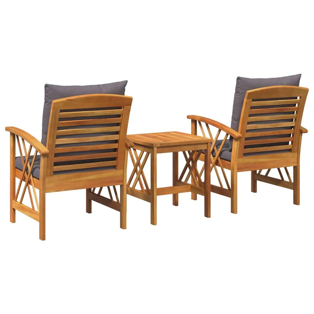 vidaXL Gartensofa-Set mit Kissen 3 pcs Öl-Natur Massivholz Akazie, Garten und Terrasse, modernes Outdoor Lounge-Set, wetterfestes Sofa, Akazienholz Möbel, schicke Terrassenmöbel