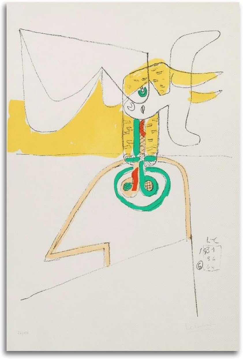 ZZYGGN GMGSW Taurus Bull by Le Corbusier Poster Illustrations Wall Art Vintage Canvas Painting Le Corbusier Prints for Bedroom Picture Decor 40x60cm Frameless