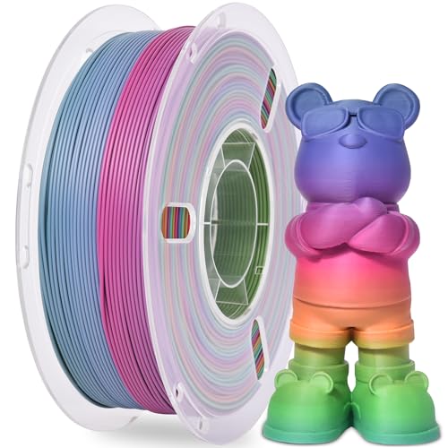 RAMBERY Matte Rainbow 3D Printer Filament 1.75mm Matte PLA Filament for 3D Printing Beginners, 1kg(2.2lb), Matte Rainbow Red Coral