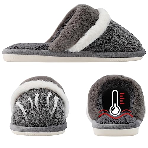 Image of GOEWY Cozy Slippers for Women Indoor and Outdoor Fuzzy House Shoes with Memory Foam Anti-Skid Sole Gifts for Women Mom Ladies