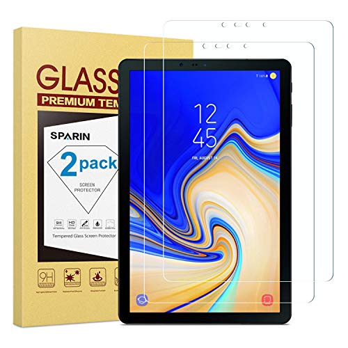 SPARIN [2 Pack] Galaxy Tab S4 Screen Protector, Tempered Glass, S Pen Compatible, Easy Install, Scratch Resistant Screen Protector for Samsung Galaxy Tab S4, 10.5 inch