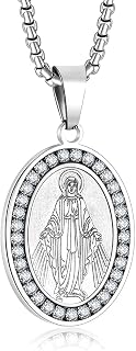 Patron of Saint Necklace, St. Michael/Virgin Mary/Raphael/Jude/Christopher/Benedict/Joseph/Patrick/Francis/Florian/Thomas/Anthony, Stainless Steel 24"