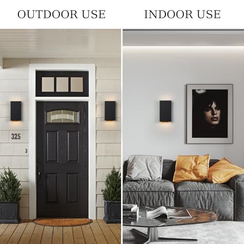 Image of Modern Outdoor Wall Light Black Up and Down Lights Outdoor 10 inch LED Exterior Lighting Fixtures for House, Porch Outside Lights for Entryway Front Door Patio Garage (10W, 3000K /4500K /6000K)