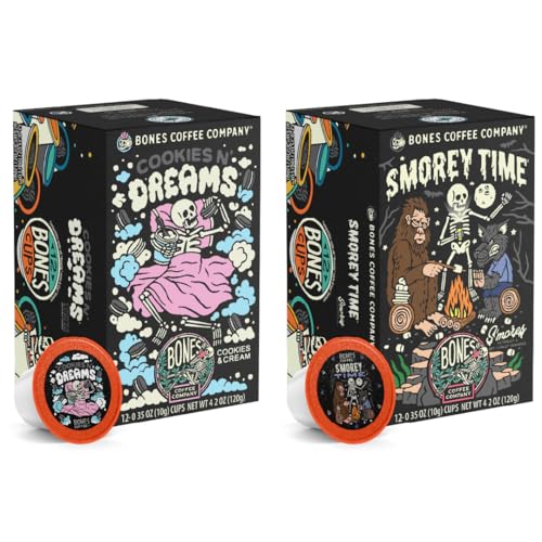 Bones Coffee Company Cookies N' Dreams With S'morey Time Bones Cups Coffee, 12 ct Bundle