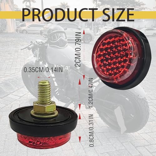 Image of Motorcycle License Plate Bolts and Nuts, 6 Pcs Mini Reflector Tag Screws, M5 Round Reflective Fasteners for Motorcycle License Plate Bracket, Bicycle, Car, and Trailer - Red