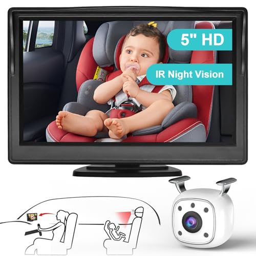 5" HD 1080P Baby Car Camera, Baby Car Mirror with Night Vision Fu...