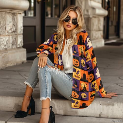 Image of Forchrinse Red Ladybug Cardigan for Women Causal Long Sleeve Open Front Cardigans Sweater Fashion 2024 Fall Coat with Pockets
