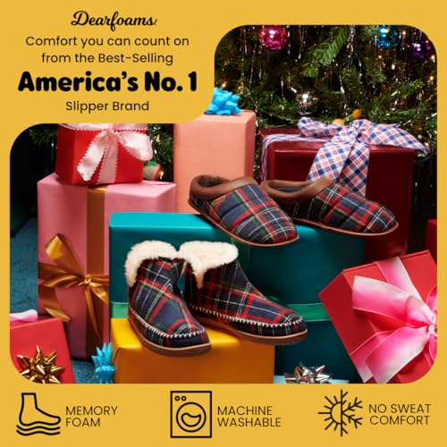 Image of Dearfoams Men's Memory Foam Indoor House Slippers Brixen Ankle Boot House Shoes - Gifts for Men