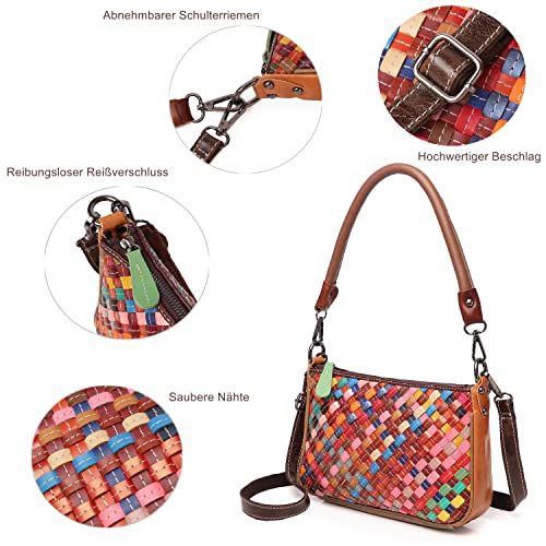 Eysee Women's Small Genuine Leather Shoulder Bag Women's Crossbody Bag Colourful Bag Women's Colourful Handbag 2022 Spring, Multicolour 1, Classic4