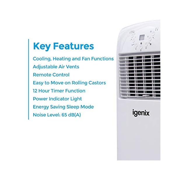 Igenix IG9902 3-in-1 Portable Air Conditioner with Heating Function, 9000 BTU, 1100 W - White - Image 5