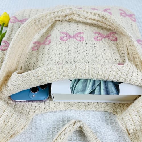 Image of Ovida Crochet Tote Bag Mesh Beach Bag Fairycore Hobo Bag Fairy Grunge Aesthetic Shoulder Bag Y2k Purse for Women Girls