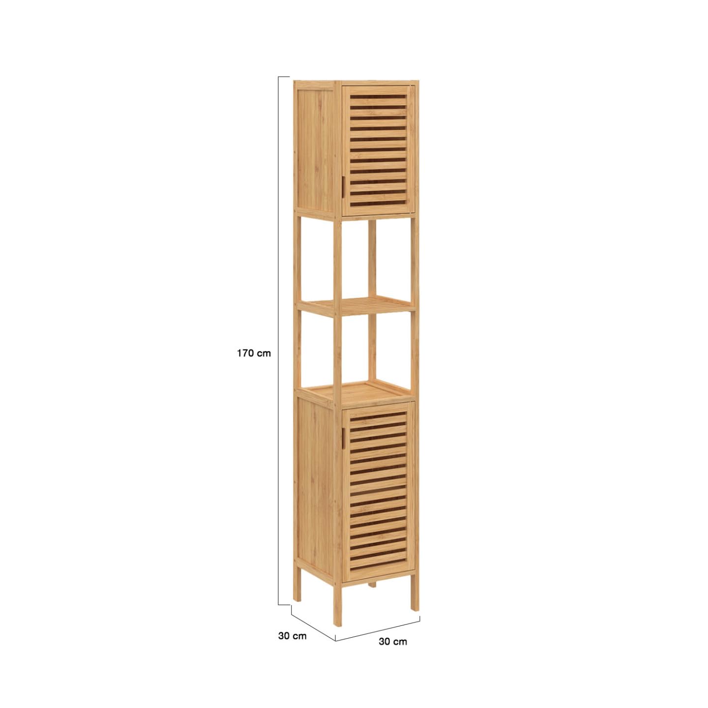 IDMarket - Meuble Colonne Salle de Bain Bambou BEA 2 Portes