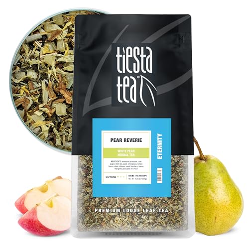 Image of Tiesta Tea - Pear Reverie Tea, Loose Leaf, White Pear Herbal Tea, Premium Low Caffeine Tea Blend, Make Hot or Iced & Up to 200 Cups, 16 oz Resealable Bulk Pouch