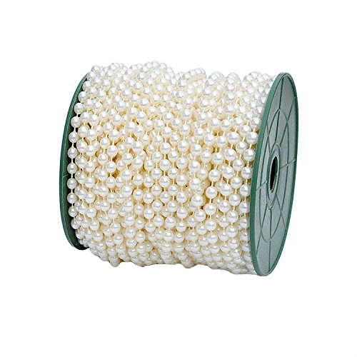 6mm X 25m/82ft Acrylic Small Pearl Beads Craft Roll Strand Garland DIY Wedding Party Decoration, Ivory