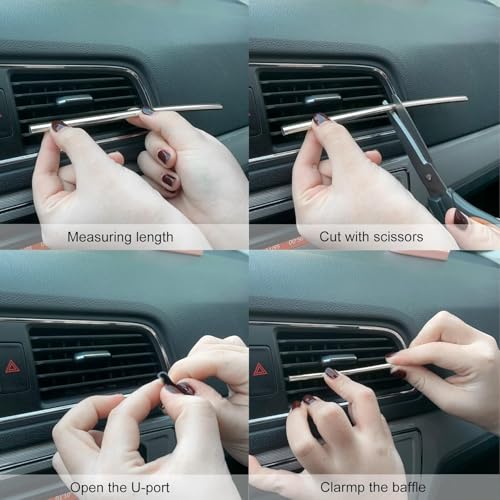 Image of Car Auto Air Conditioner Vent Outlet Trim Strip, DIY Decoration Chrome PVC Car Interior Moulding Trim Strip Line for All Straight Air Vent Outlet(20 Pieces Silver)