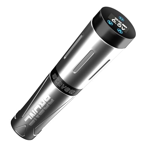 BRONC Staves - Máquina de tatuaje inalámbrica, estilo bolígrafo rotativo, motor sin núcleo, batería de 1800 mAh (gris)