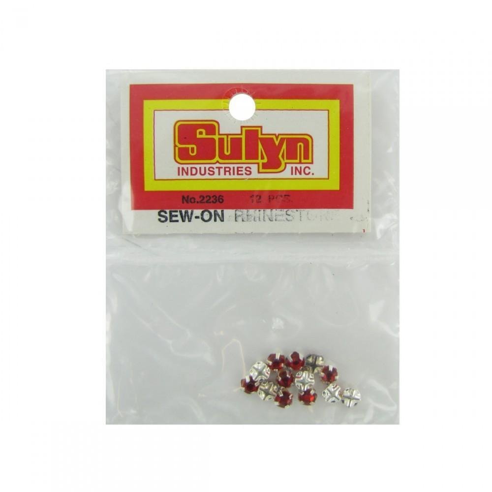 12 pc red sew-on rhinestones - Pack of 24