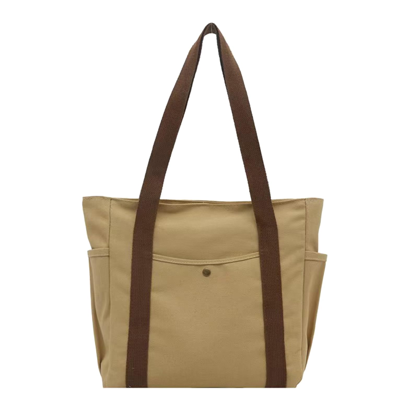 matumou Women Canvas Shoulder Heavy Duty Work Tote with Side Pockets Zip Closure Handbag for Travel Shopping Commuting Gym