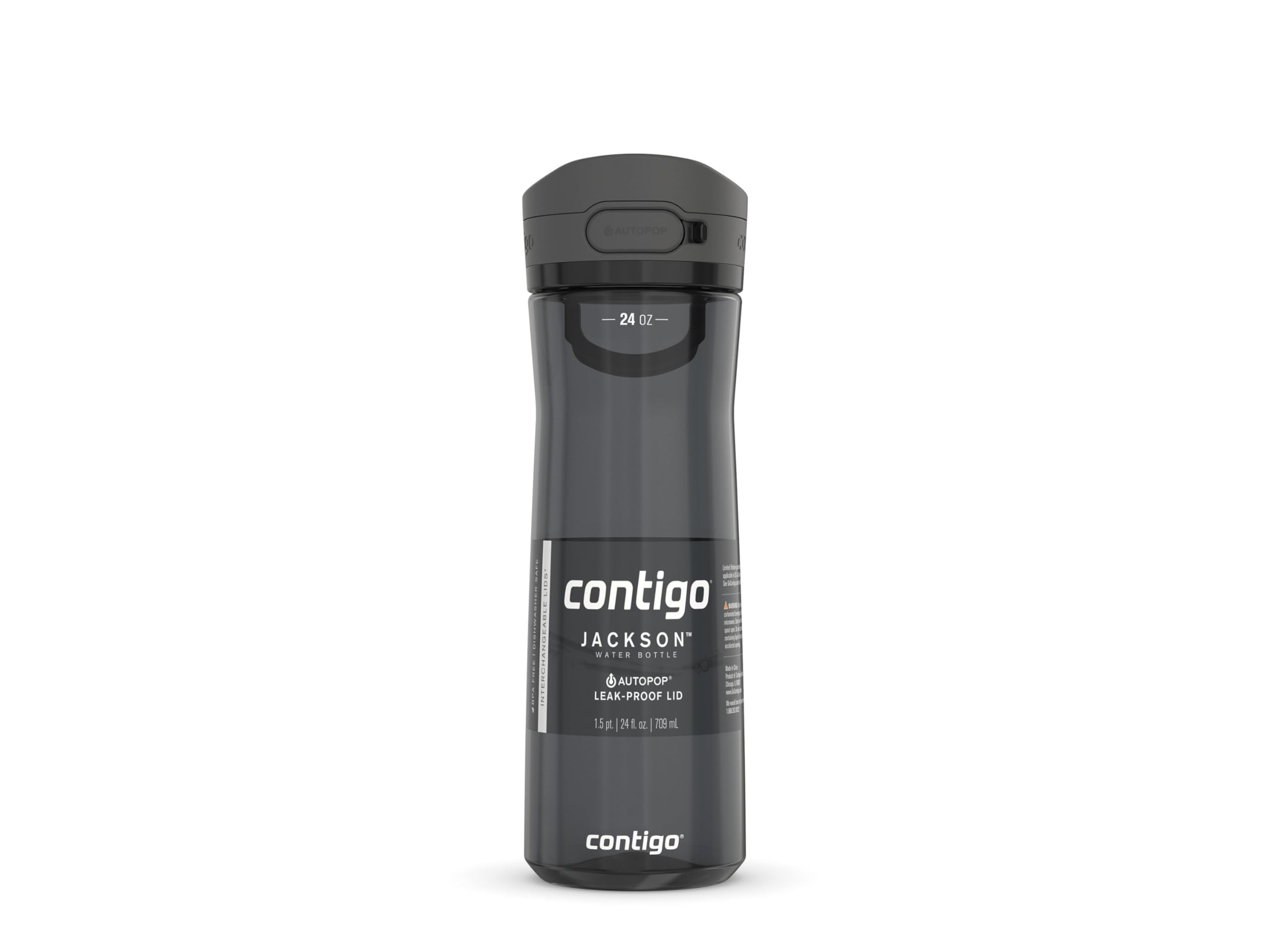 Jackson 2.0 Tritan Water Bottle with Leak-Proof AUTOPOP Locking Lid, BPA-Free Plastic, Dishwasher Safe, Licorice, 24 oz (709 mL)