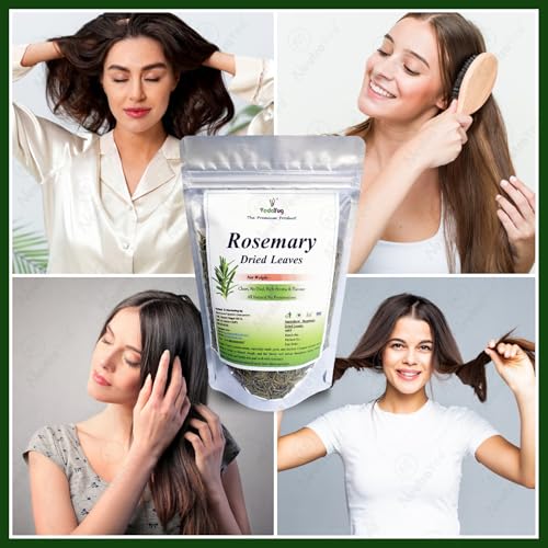 Image of VY VedaYug Rosemary Leaves for Hair Growth, 100g | Food Grade Rosemary Leaves for Seasoning + 1 Mist Spray Bottle for Rosemary Water